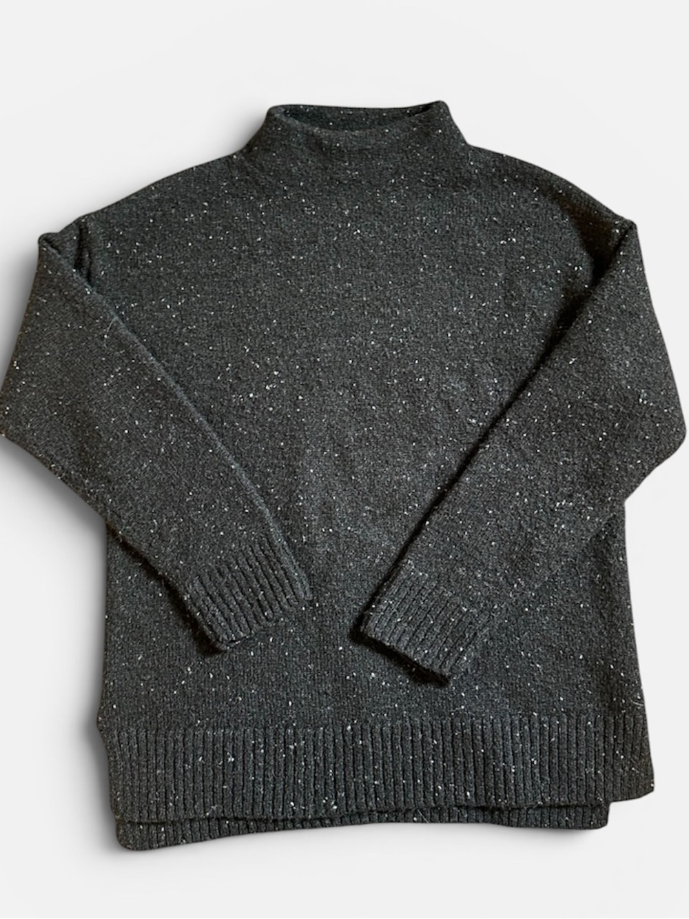 Black Speckled Mock neck Sweater